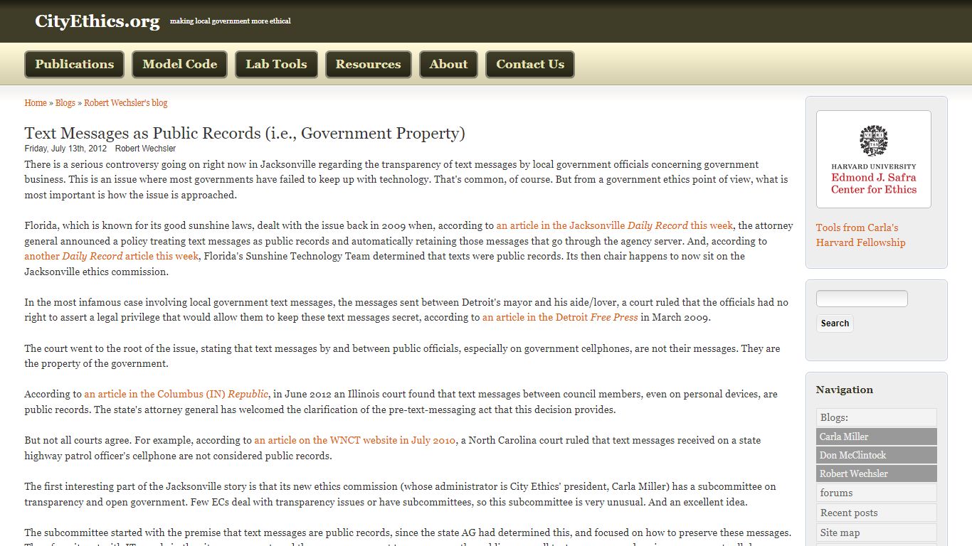 Text Messages as Public Records (i.e., Government Property ...